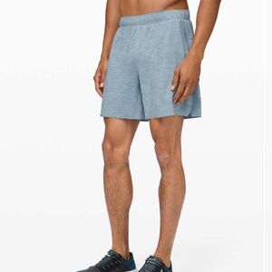 Men’s S Lululemon Surge Short *Liner 6"
Heather Allover Chambray Blue Charcoal